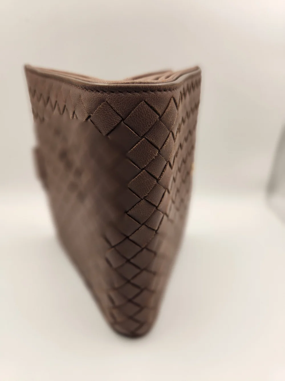 Bottega Veneta Intrecciato Taupe Leather Woven Card Wallet